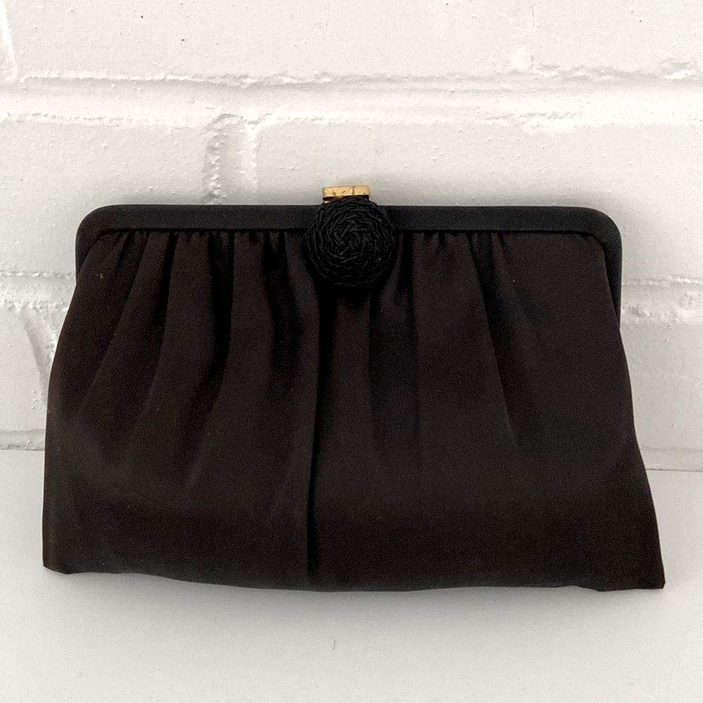 Classic Vintage Elegant Dressy Evening Black Satchel Clutch Purse
